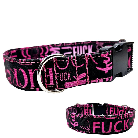 Sofortkauf-Hundehalsband "Outdoor-Fuck-pink" M (34-42 cm)