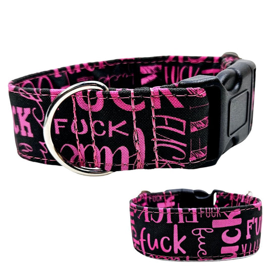 Sofortkauf-Hundehalsband "Outdoor-Fuck-pink" S (28-36 cm)